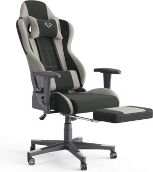 Alpha Gamingstoel - Grijs Zwart - Bureaustoel - Verstelbaar - Met Voetensteun - Comfort