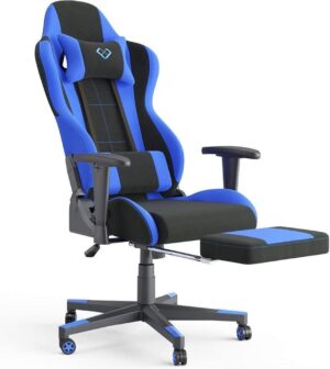 Bobby's Alpha Gamingstoel - Blauw Zwart - Bureaustoel - Verstelbaar - Met Voetensteun - Comfort