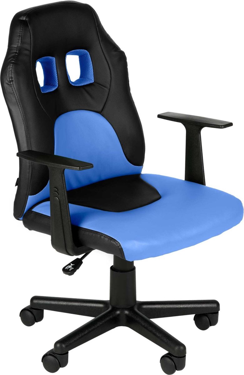 Bureaustoel kinderen - Kunstleer - Blauw - Op wielen - Ergonomische bureaustoel - Voor kinderen - Gamestoel - In hoogte verstelbaar