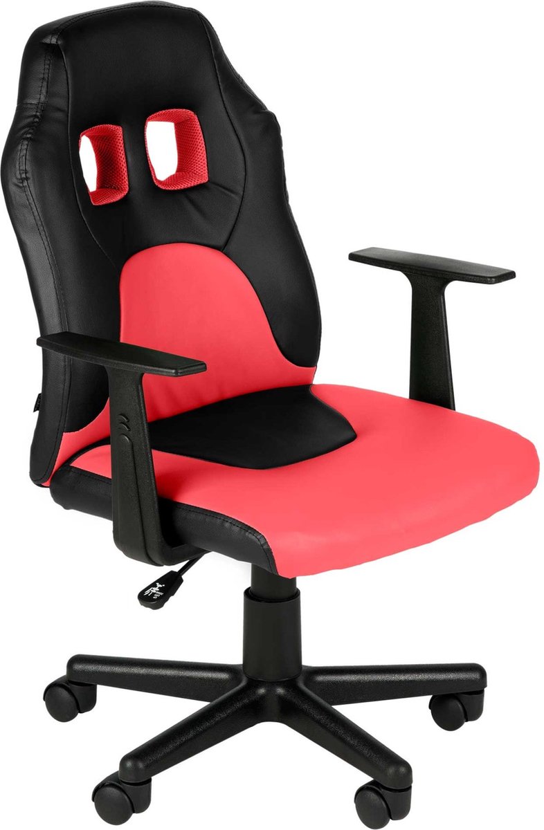 Bureaustoel kinderen - Kunstleer - Rood - Op wielen - Ergonomische bureaustoel - Voor kinderen - Gamestoel - In hoogte verstelbaar