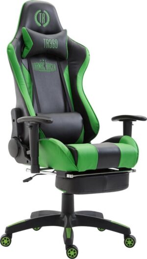 CLP Boavista - Racing bureaustoel - Kunstleer zwart/groen met voetensteun