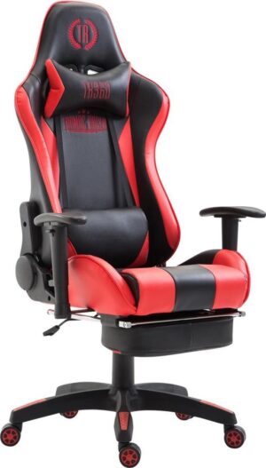 CLP Boavista - Racing bureaustoel - Kunstleer zwart/rood met voetensteun