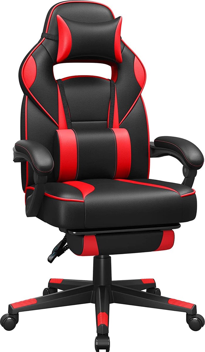 Gamingstoel -Bureaustoel -Gamestoel - Gaming Chair -Gaming Stoel Met Voetensteun -Zwart/Rood