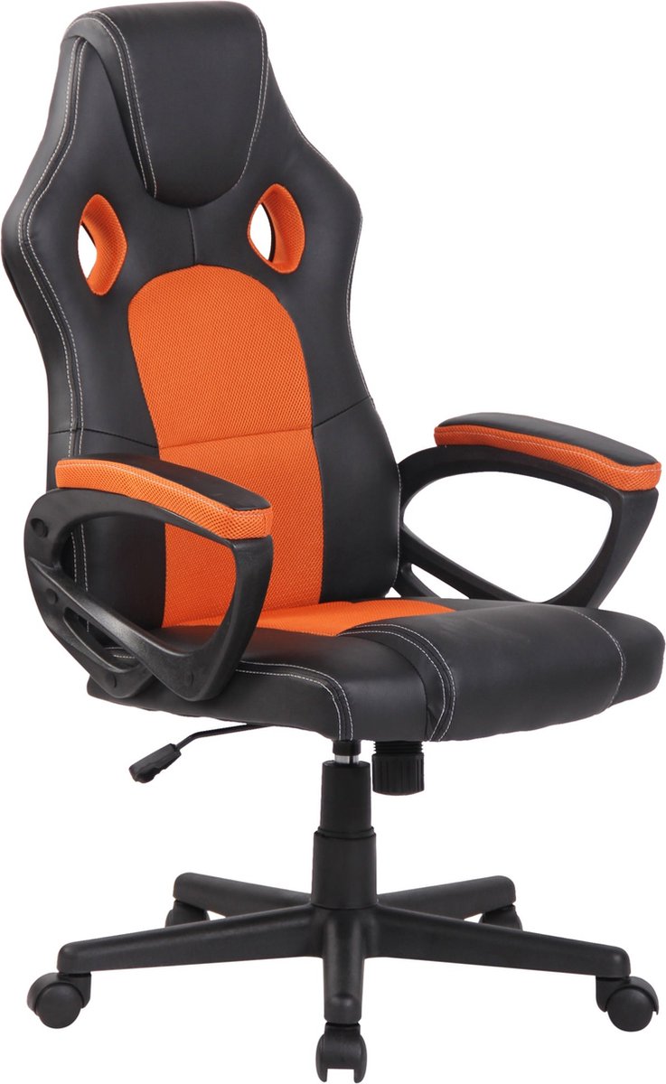 Gamingstoel deluxe - Oranje - Verstelbaar - Stoel - Gamingstoel met voetensteun - Ergonomische bureaustoel