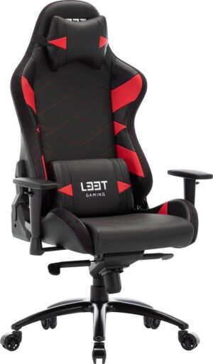 L33T-GAMING - Elite V4 Gaming stoel - E-Sports Gaming Stoel - Ergonomisch - Game Stoel - Bureaustoel - Racing Stoel - PU Leer & Suede - Rood