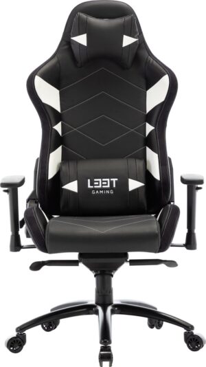 L33T-GAMING - Elite V4 Gaming stoel - E-Sports Gaming Stoel - Ergonomisch - Game Stoel - Bureaustoel - Racing Stoel - PU Leer & Suede - Wit