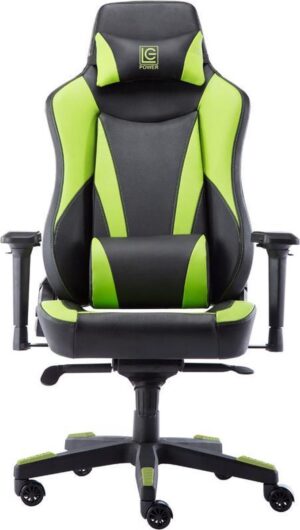 LC-Power Milo Viper Game stoel - Bureaustoel - Gaming Stoel - Verstelbare Armleuningen - Hoofdkussen - Zwart met Groen