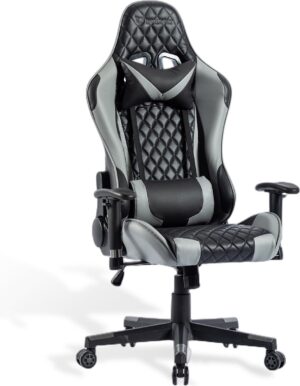 Seven Comfort - Game Stoel - Gaming Stoel - Gaming Chair - Zwart - Bureaustoel Met Nekkussen & Verstelbaar Rugkussen - Instelbare Zithoogte