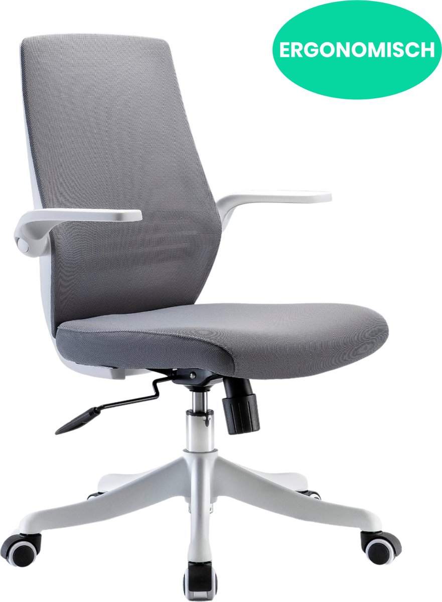 Starrydays Ergonomische Bureaustoel Comfort - Bureaustoelen voor Volwassenen - Bureaustoel met Wieltjes - Grijs
