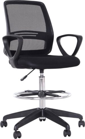Vinsetto Werkstoel ergonomische draaistoel bureaustoel in hoogte verstelbaar met voetensteun 921-187