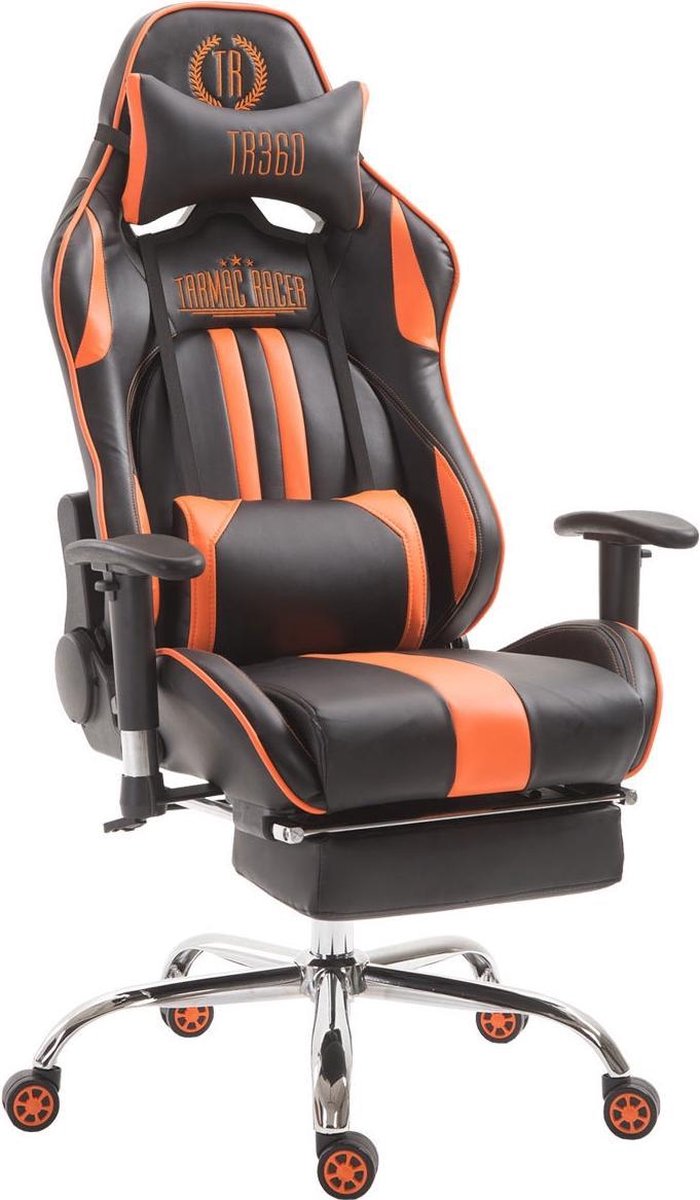 CLP Limit xl Bureaustoel - Kunstleer zwart/oranje met voetensteun