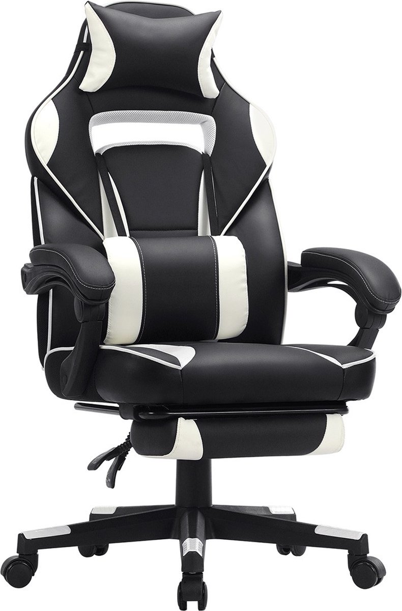 Gamingstoel Zeno PRO - Stoel met voetensteun - Verstelbaar - Wit - Ergonomische bureaustoel - 150KG