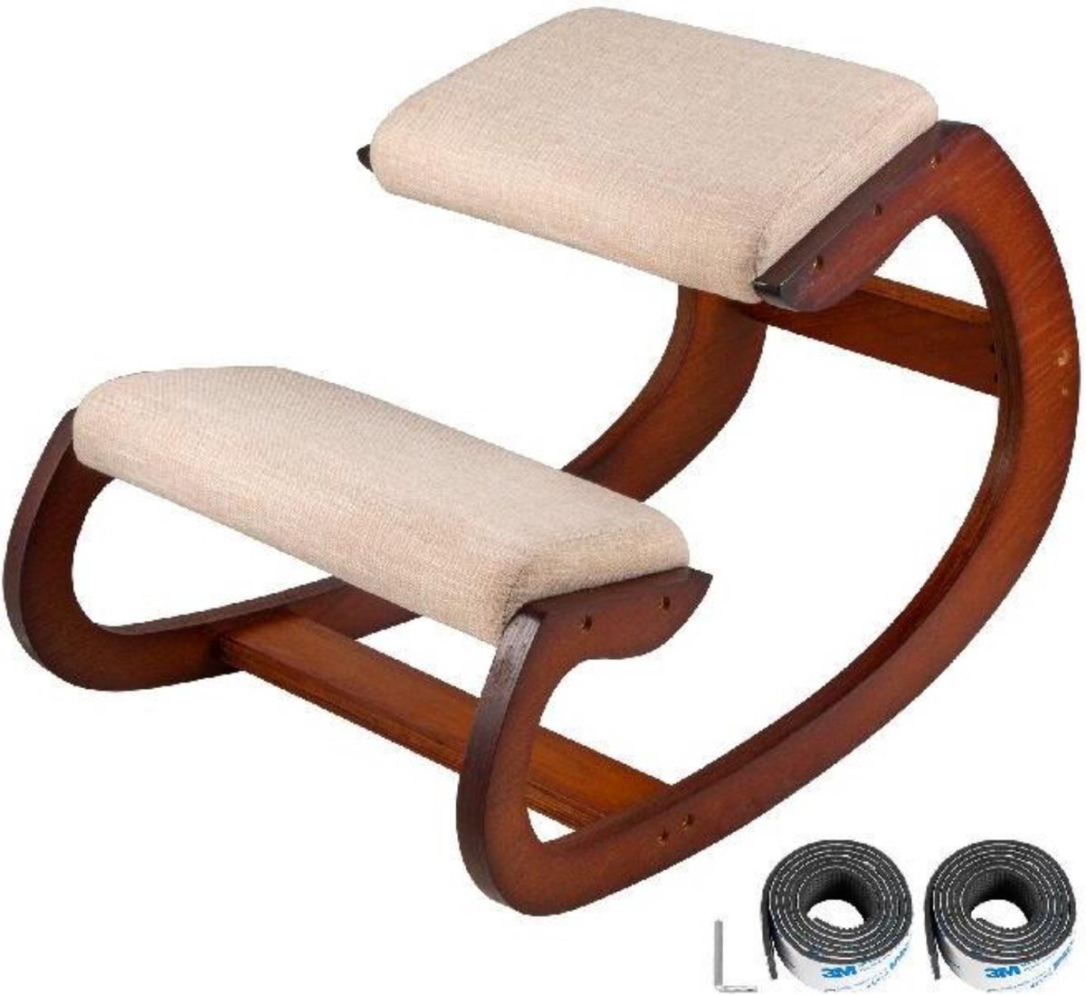 Happyment Ergonomische Kniestoel - Ergochair - Comfortabele Kniestoel Met Dikke Kniekussens - Werkkruk En Bureaustoel - Donker Bruin