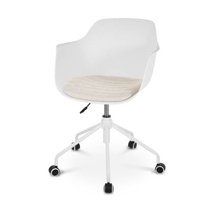 Nolon Nout-Liz bureaustoel wit met beige zitkussen - wit onderstel