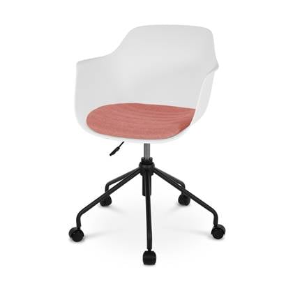 Nolon Nout-Liz bureaustoel wit met terracotta rood zitkussen - zwart