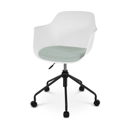 Nolon Nout-Liz bureaustoel wit met zacht groen zitkussen - zwart