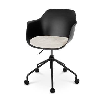 Nolon Nout-Liz bureaustoel zwart met beige zitkussen - zwart onderstel