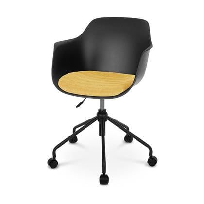 Nolon Nout-Liz bureaustoel zwart met okergeel zitkussen - zwart