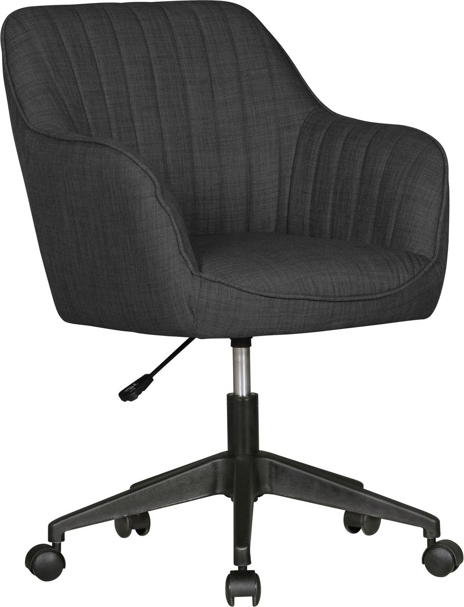 Rootz Bureaustoel - Antraciet Stof - Design Draaistoel met Rugleuning - Retro Bureaustoel met Wielen - Comfortabele Designer Kuipstoel - PC-stoel, Bureaustoel, Bureaustoel - 120 kg draagvermogen