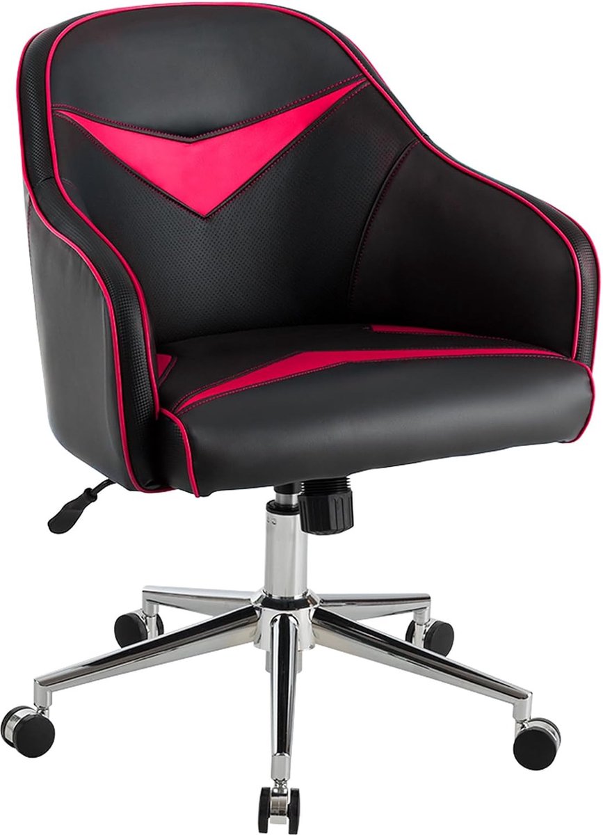 Bureaustoel, comfortabele bureaustoel, in hoogte verstelbare computerstoel, tot 120 kg belastbaar, gamerstoel, gamingstoel voor thuiskantoor, kantoor (rood)