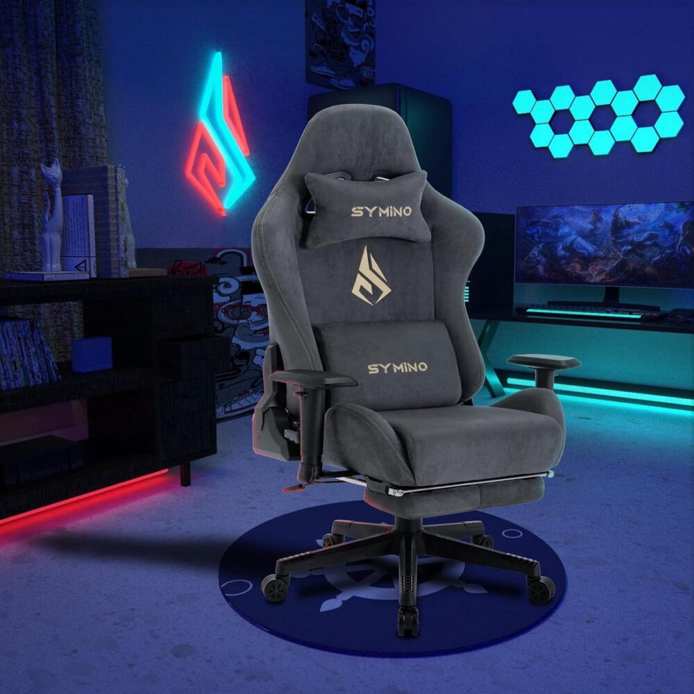 Gamingstoel, ademende bureaustoel, ergonomische pc-stoel, computerstoel met verstelbare armleuning, verstelbare draaibare task stoelen met voetensteun