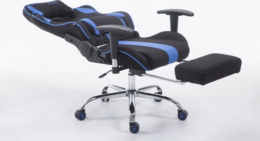 Racing Gaming Bureaustoel Kerimaki V1 Stof met voetensteun, Zwart/Wit