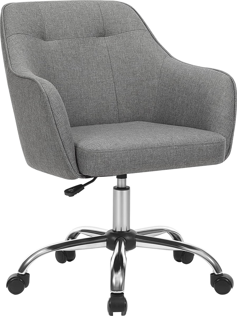Bureaustoel - comfortabele computerstoel - stalen frame - imitatielinnen - grijs