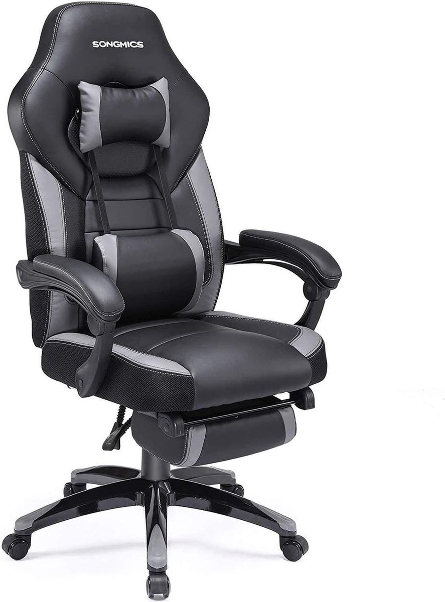 Rootz Gaming Chair - Bureaustoel met Voetensteun - Zwart-Grijs