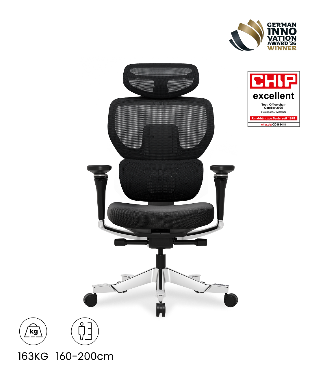 FlexiSpot C7 Morpher ergonomische bureaustoel met mesh rugleuning en hoofdsteun FlexiSpot C7 Morpher ergonomische bureaustoel met mesh rugleuning en hoofdsteun
