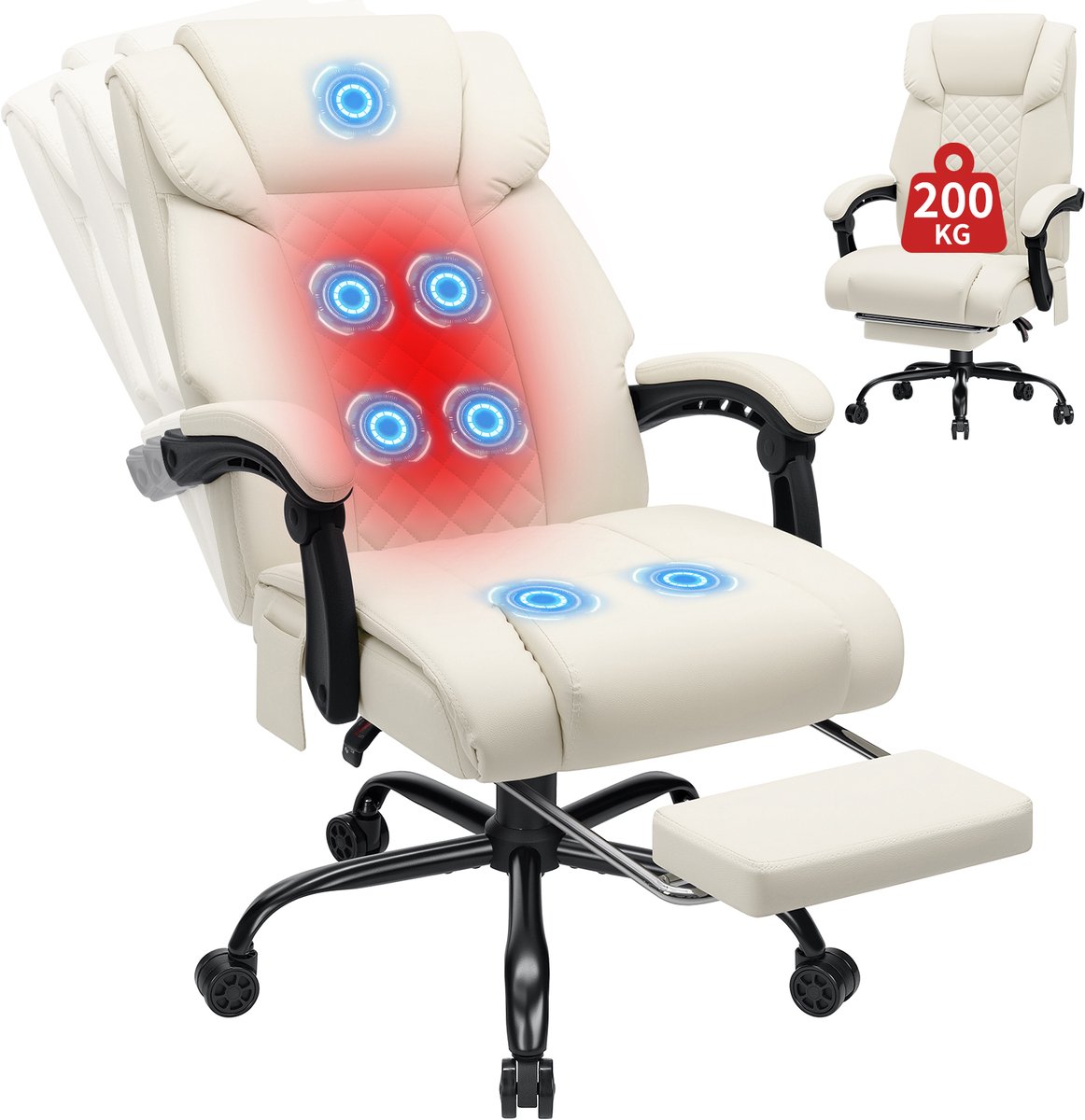 HOFFFREE Ergonomische Massage Bureaustoel met Verwarming en voetsteun HOFFFREE Ergonomische Massage Bureaustoel met Verwarming en voetsteun